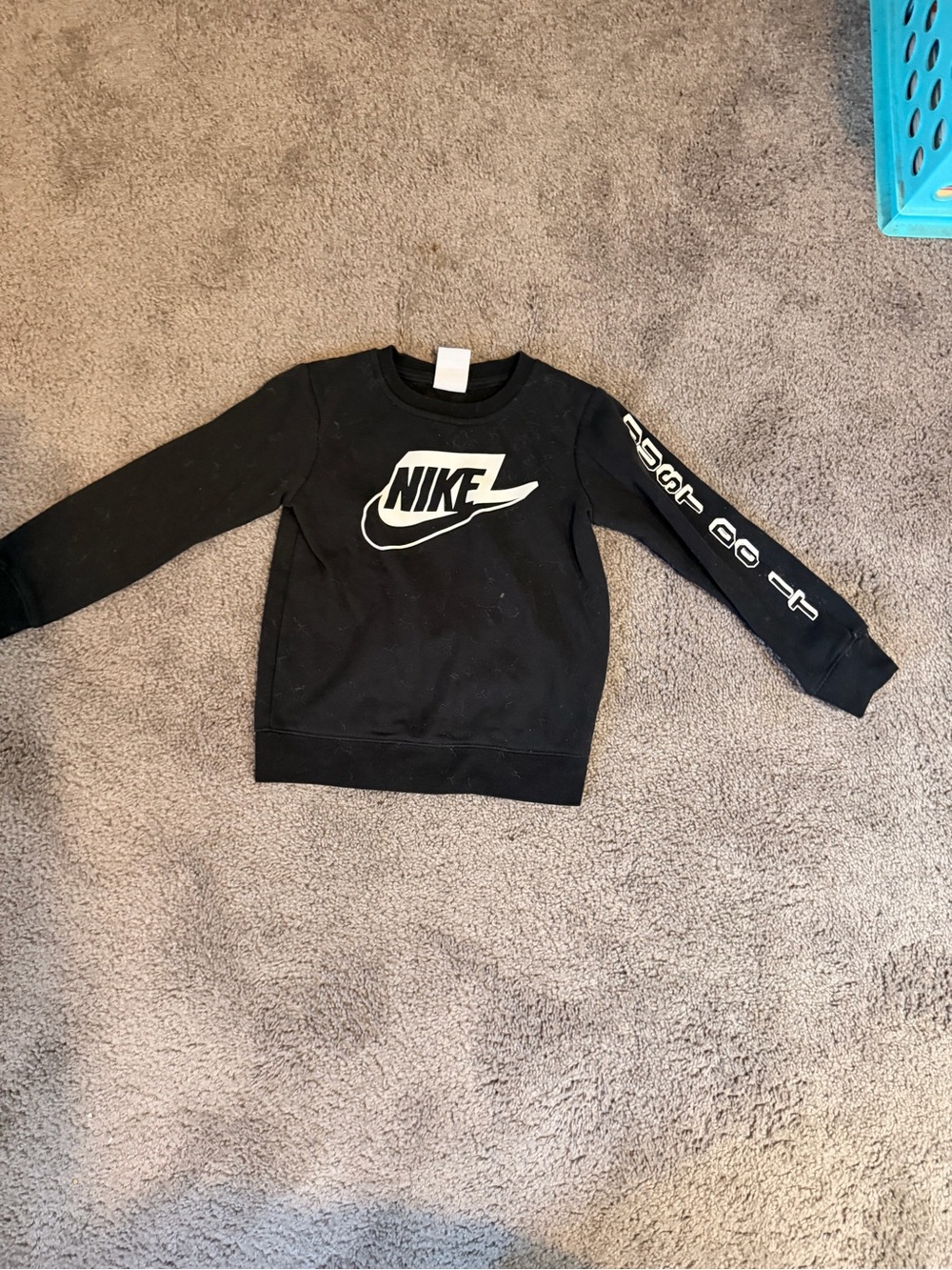 Nike Black Sweatshirt with White Logo and Sleeve Script kids/girls size small